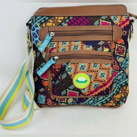 LILY BLOOM Crossbody Shoulder Bag Multi Colored Adjustable Strap Recycled - Picture 1 of 5